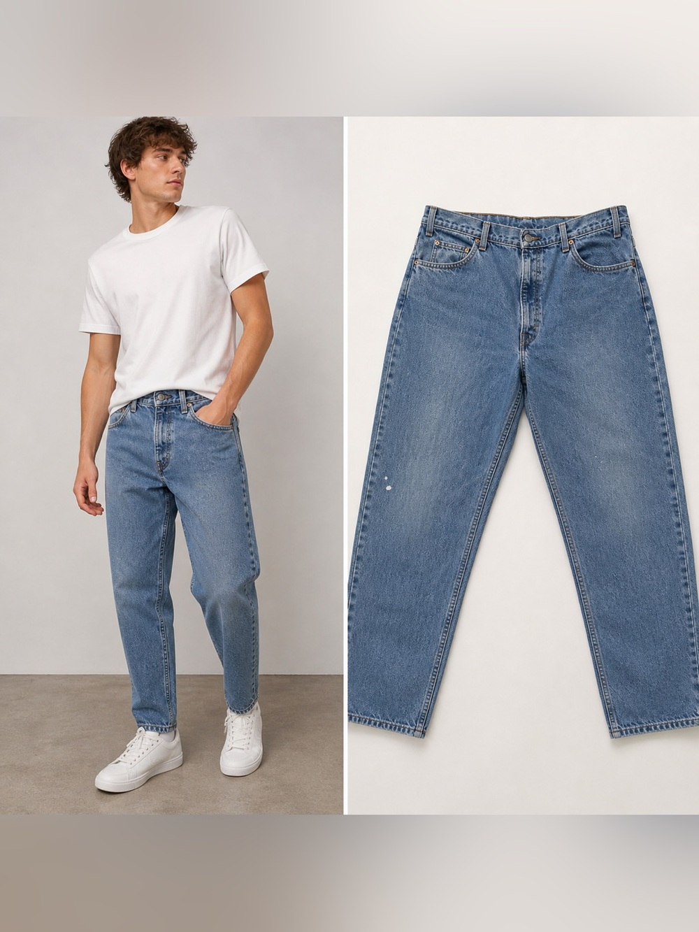 Levi's 550 Orange Tab Relaxed Tapered Jeans Light Wash Mens 38x34 Y2K Vintage